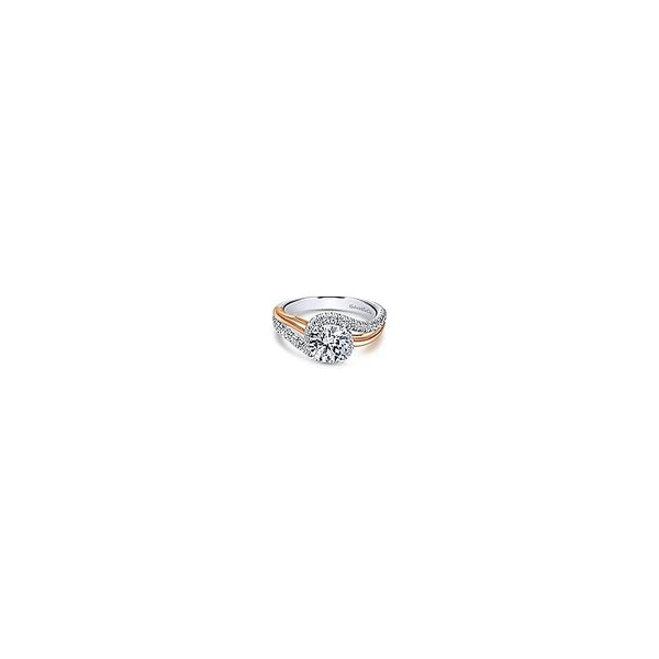 14K White-Rose Gold Round Halo Diamond Engagement Ring