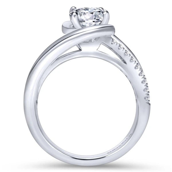 14K White Gold Round Bypass Diamond Engagement Ring