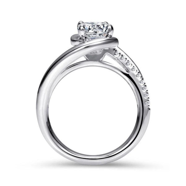 14K White Gold Round Bypass Diamond Engagement Ring
