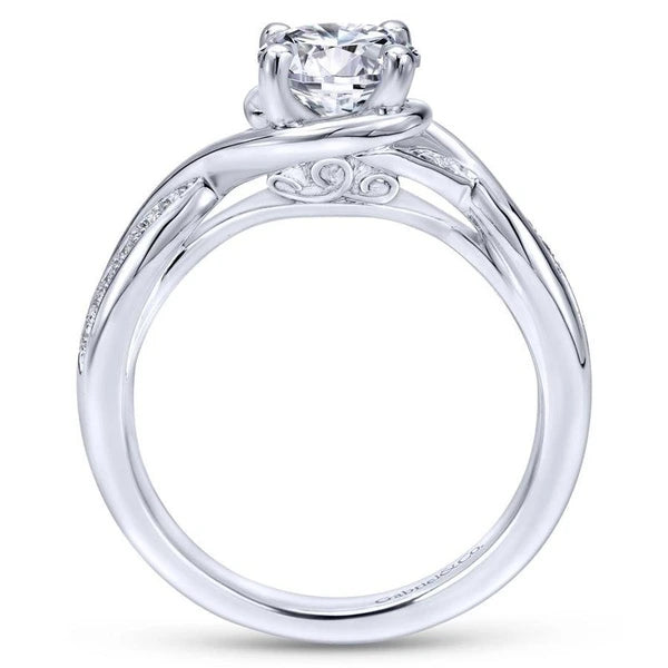 14K White Gold Round Twisted Diamond Engagement Ring