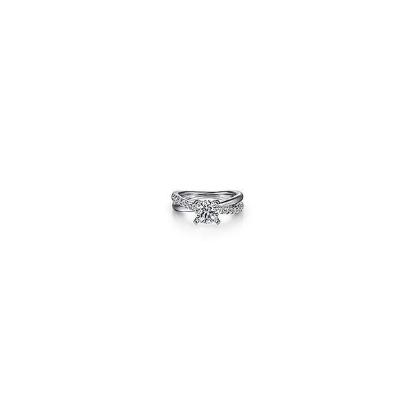 14K White Gold Round Twisted Diamond Engagement Ring