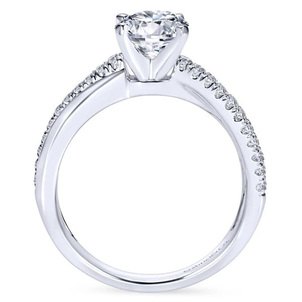 14K White Gold Round Twisted Diamond Engagement Ring