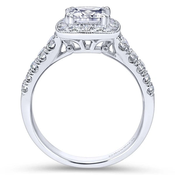 Vintage 14K White Gold Princess Halo Diamond Engagement Ring