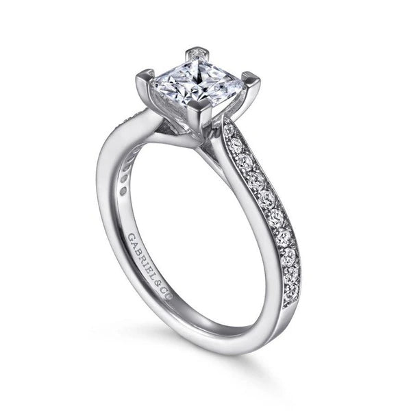 14K White Gold Princess Cut Diamond Engagement Ring