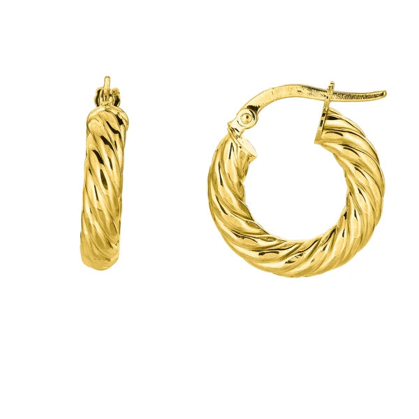 14K Gold Small Twist Hoop Earring