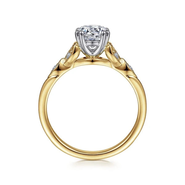 14K White-Yellow Gold Round Diamond Engagement Ring