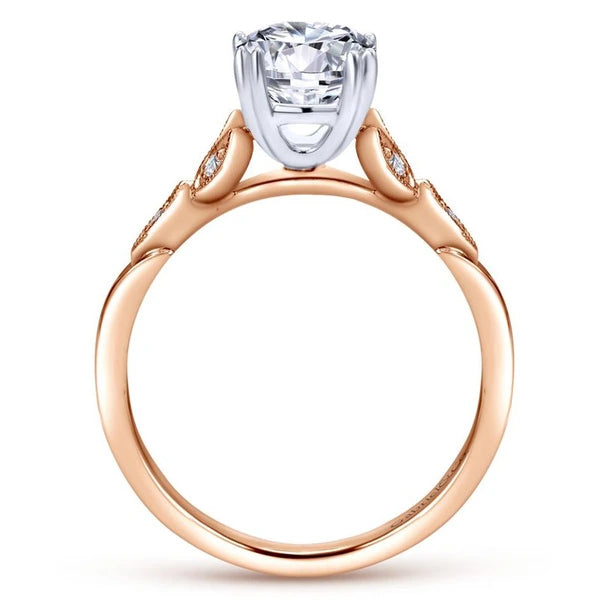 14K White-Rose Gold Round Diamond Engagement Ring