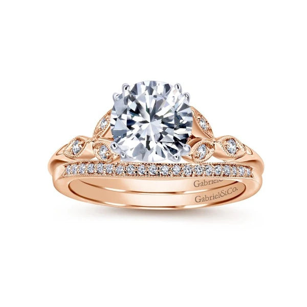 14K White-Rose Gold Round Diamond Engagement Ring