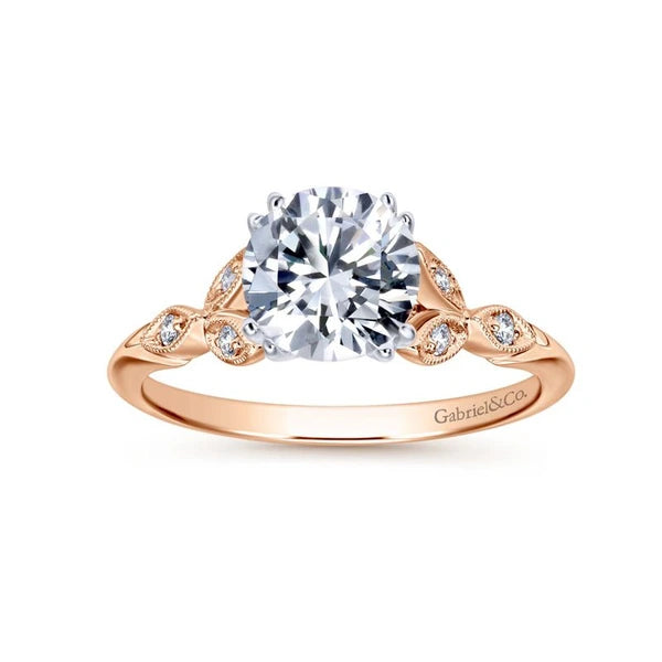 14K White-Rose Gold Round Diamond Engagement Ring