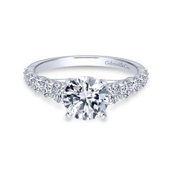 14K White Gold Round Diamond Engagement Ring