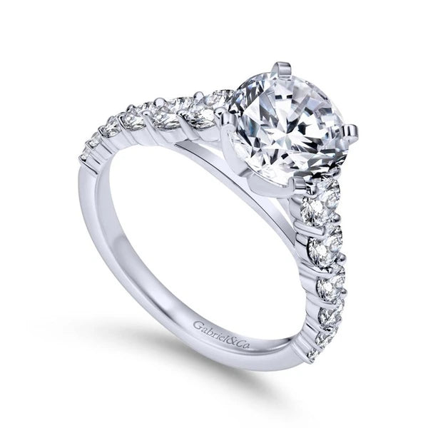 14K White Gold Round Diamond Engagement Ring
