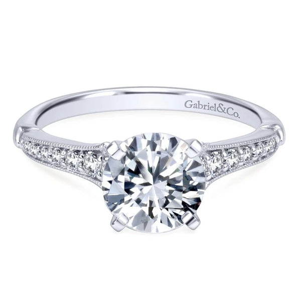 14K White Gold Round Diamond Engagement Ring