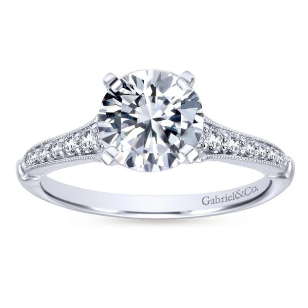 14K White Gold Round Diamond Engagement Ring