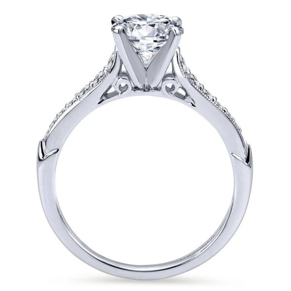 14K White Gold Round Diamond Engagement Ring