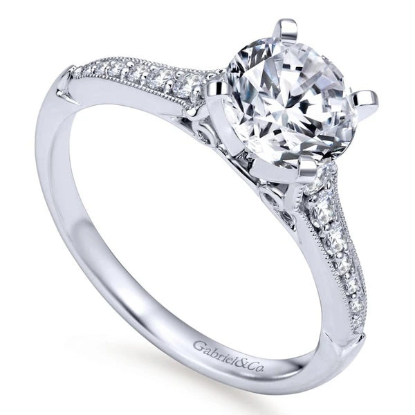 14K White Gold Round Diamond Engagement Ring
