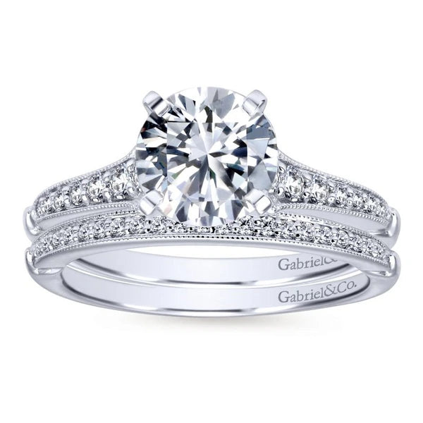 14K White Gold Round Diamond Engagement Ring