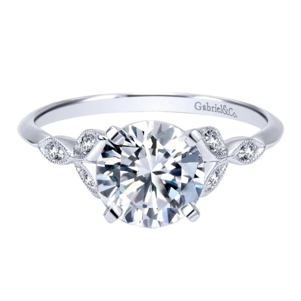 14K White Gold Round Diamond Engagement Ring