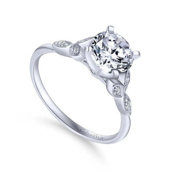 14K White Gold Round Diamond Engagement Ring