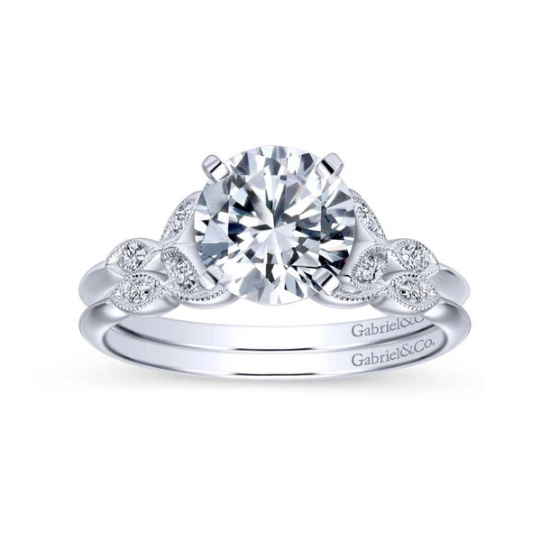 14K White Gold Round Diamond Engagement Ring