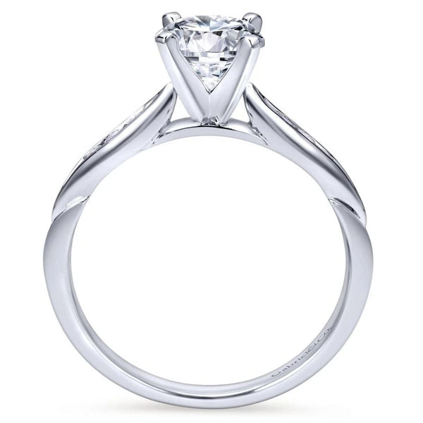 14K White Gold Round Diamond Channel Set Engagement Ring