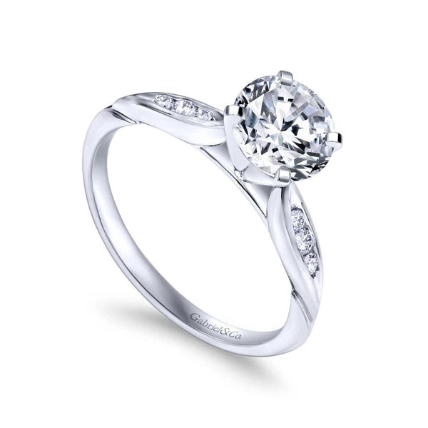 14K White Gold Round Diamond Channel Set Engagement Ring
