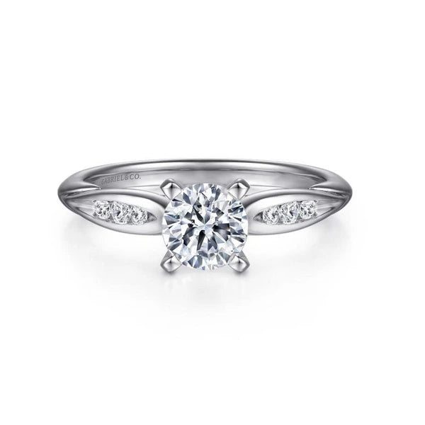 14K White Gold Round Diamond Channel Set Engagement Ring
