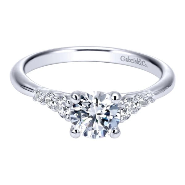 14K White Gold Round Diamond Engagement Ring