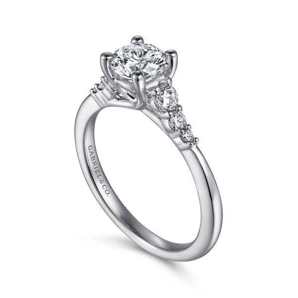 14K White Gold Round Diamond Engagement Ring