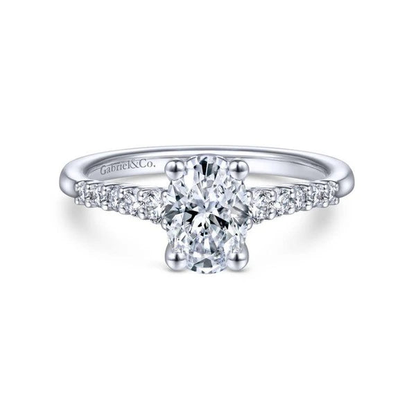 14K White Gold Oval Diamond Engagement Ring