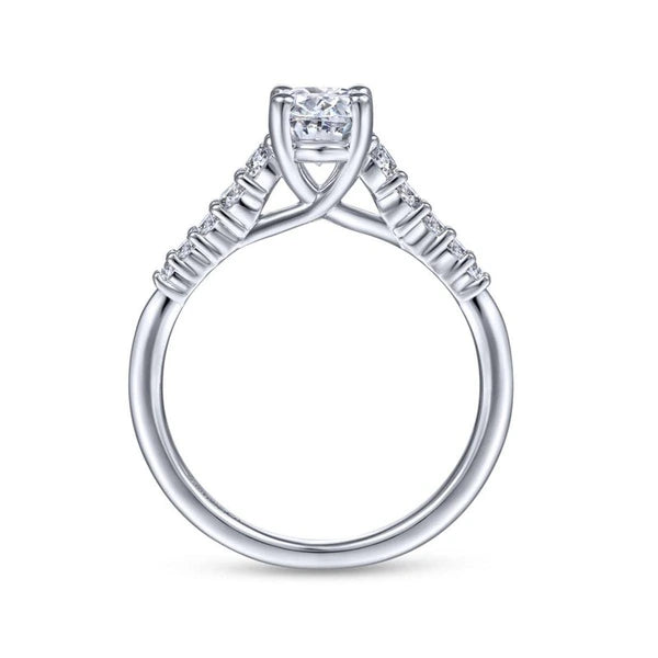 14K White Gold Oval Diamond Engagement Ring