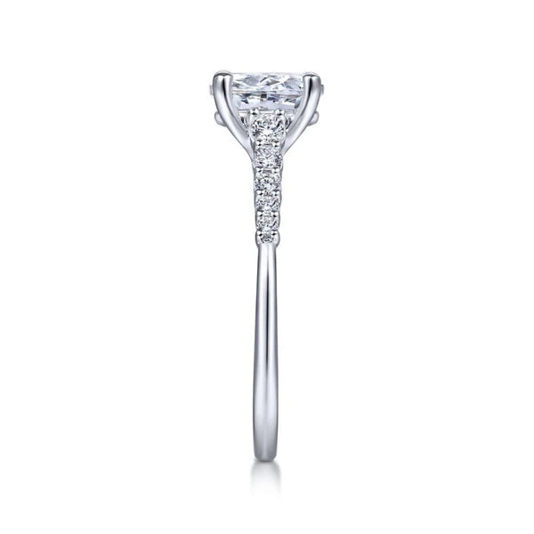 14K White Gold Oval Diamond Engagement Ring
