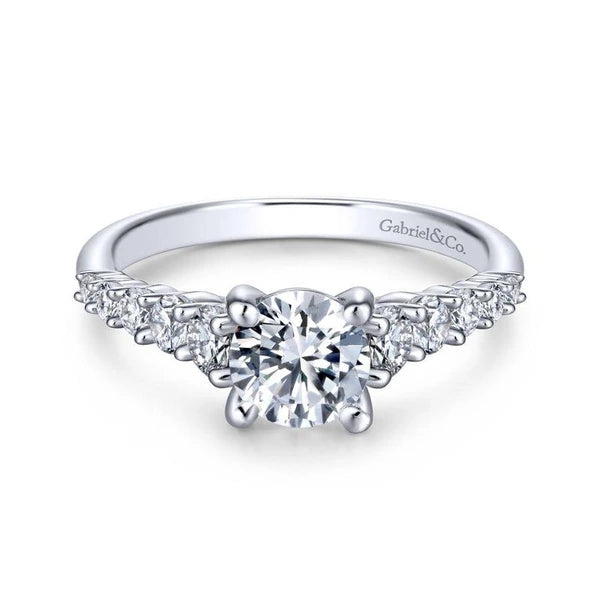 14K White Gold Round Diamond Engagement Ring