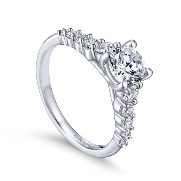 14K White Gold Round Diamond Engagement Ring