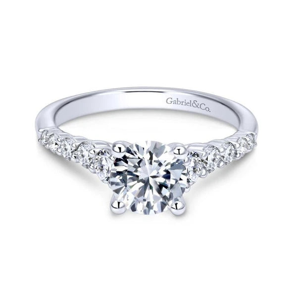 14K White Gold Round Diamond Engagement Ring