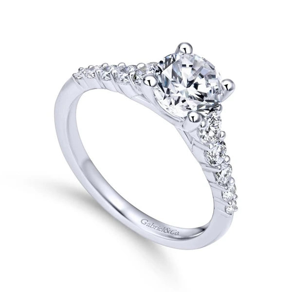 14K White Gold Round Diamond Engagement Ring