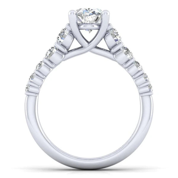 14K White Gold Oval Diamond Engagement Ring