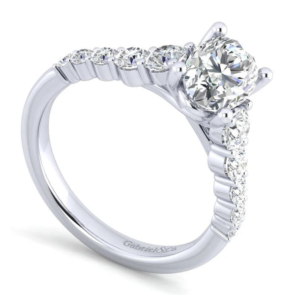 14K White Gold Oval Diamond Engagement Ring