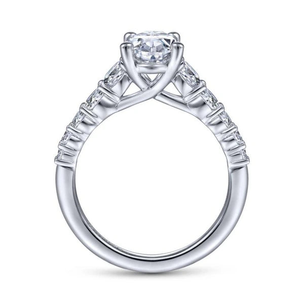 14K White Gold Oval Diamond Engagement Ring