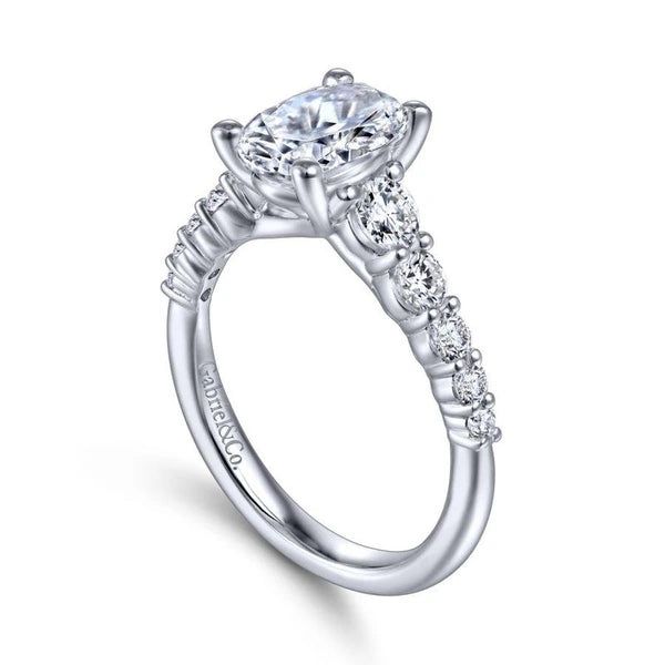 14K White Gold Oval Diamond Engagement Ring