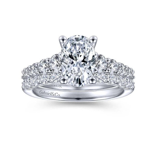 14K White Gold Oval Diamond Engagement Ring