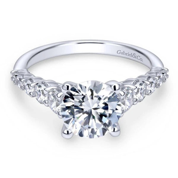 14K White Gold Round Diamond Engagement Ring