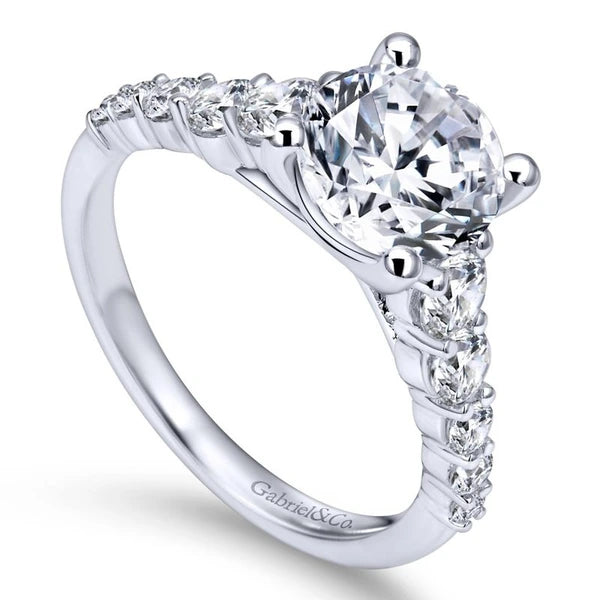 14K White Gold Round Diamond Engagement Ring