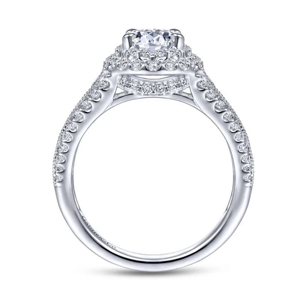 14K White Gold Oval Diamond Engagement Ring