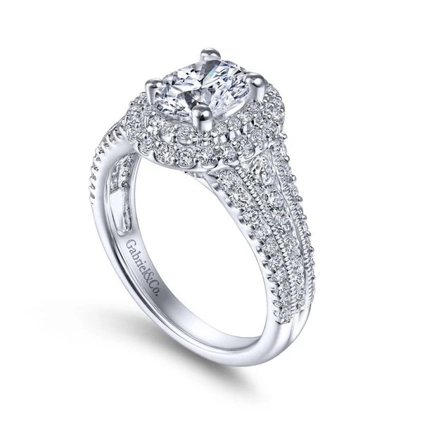 14K White Gold Oval Diamond Engagement Ring