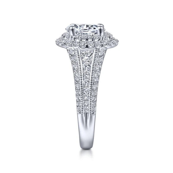 14K White Gold Oval Diamond Engagement Ring