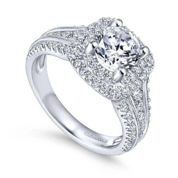 14K White Gold Round Diamond Engagement Ring