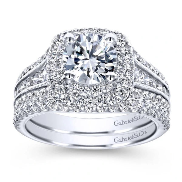 14K White Gold Round Diamond Engagement Ring