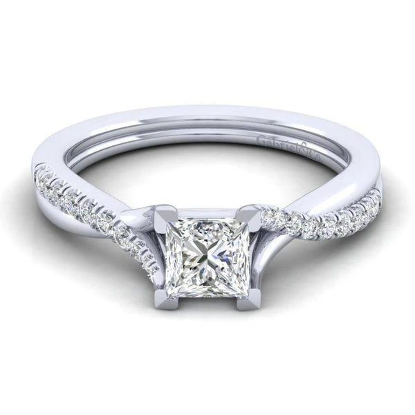14K White Gold Princess Cut Diamond Engagement Ring