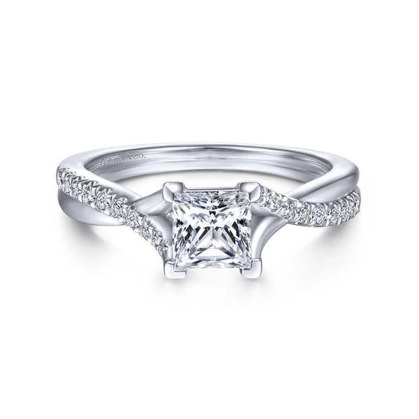 14K White Gold Princess Cut Diamond Engagement Ring