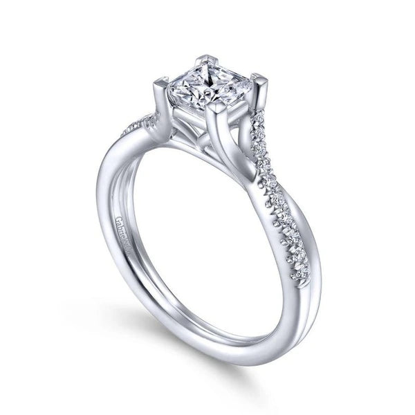 14K White Gold Princess Cut Diamond Engagement Ring